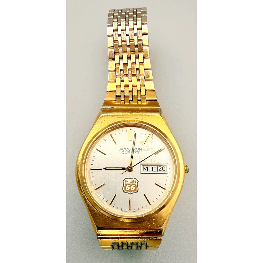 Vintage Accutron Quartz Phillips66 Service Award Watch 1987 Bulova Swiss running